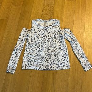 Varley animal print open shoulder workout top